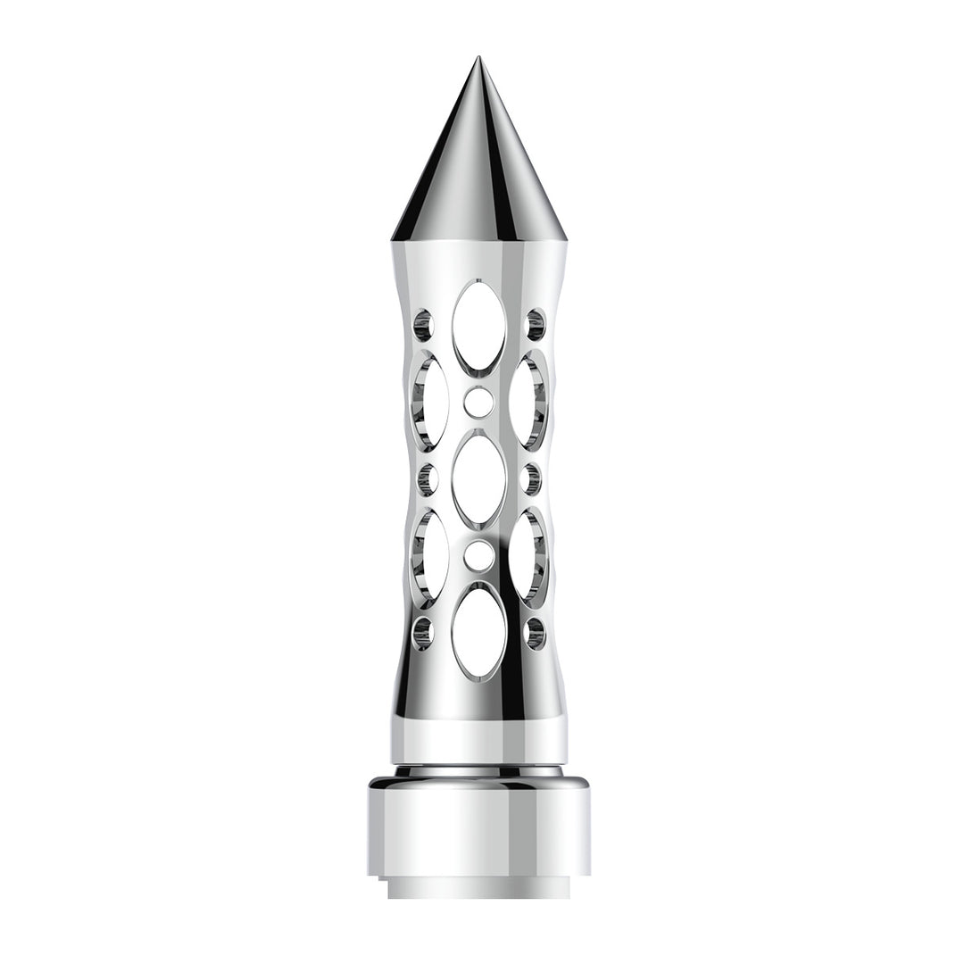 M30 x 3.5 Thread-On Daytona Style Spike Gearshift Knob With 9/10 Speed Adapter - Chrome/Vertical