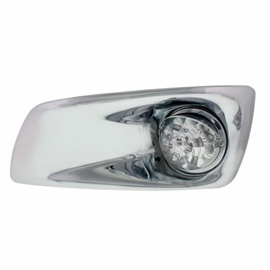 Fog Light Cover With Amber LED Reflector Watermelon Light &amp; Visor For 2007-17 KW T660 - Driver - Clear Lens
