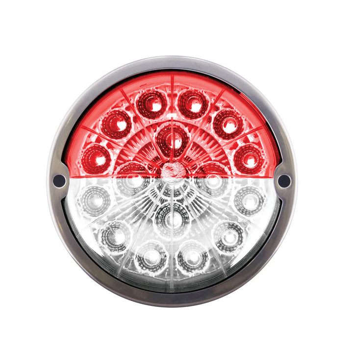 17 LED Watermelon Double Fury Light Flush Mount Kit With Low Profile Stainless Steel Bezel - Red &amp; White LED/Clear Lens