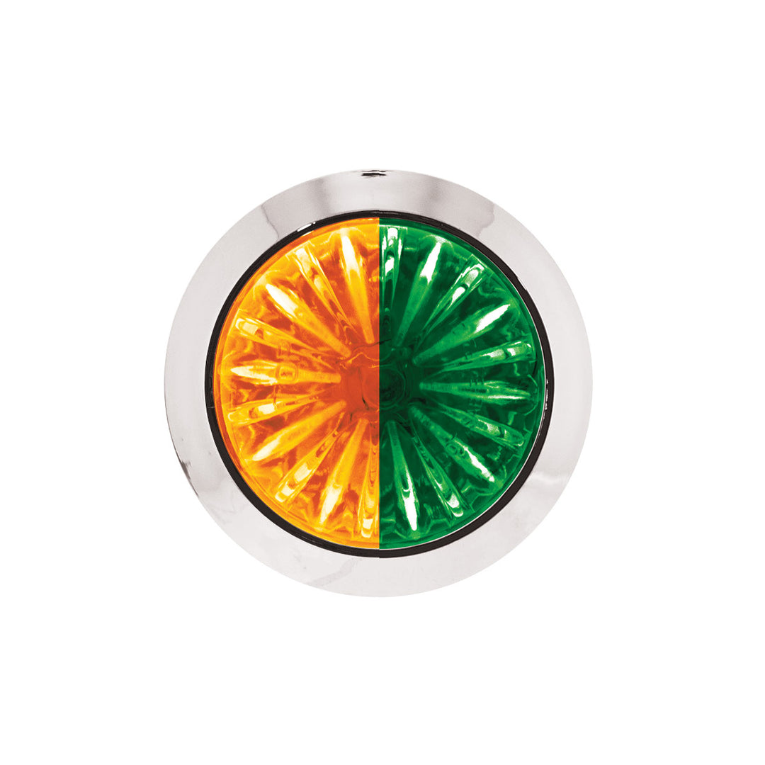 4 LED 1-1/8" Watermelon Double Fury Light With Clear Lens (Clearance/Marker) - Amber &amp; Green LED