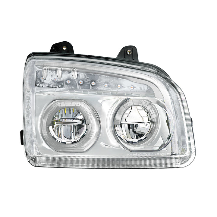 High Power LED Chrome Headlight With LED Turn Signal &amp; Light Bar For 2015-2025 Kenworth T880 - Passenger