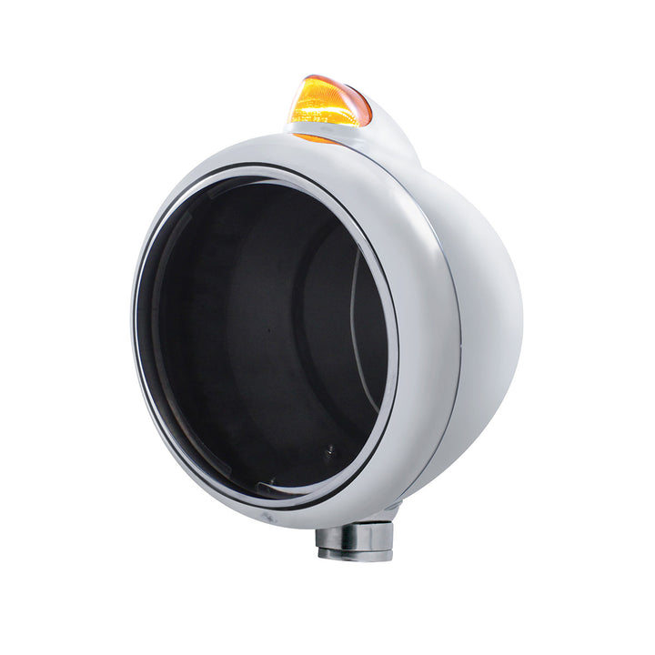 Stainless Steel Guide 682-C Headlight No Bulb &amp; Original Style LED Signal - Amber Lens