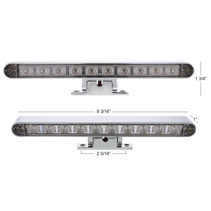 10 LED Dual Function 3rd Brake Light With Chrome Swivel Pedestal Base - Red LED/Clear Lens