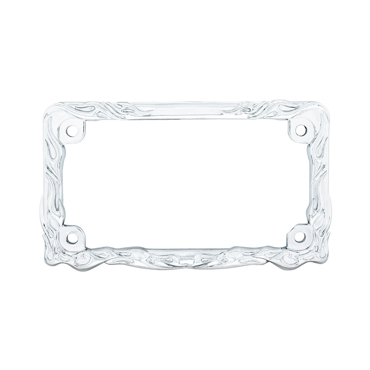 Motorcycle License Plate Frame - Chrome Flame &amp; Frame
