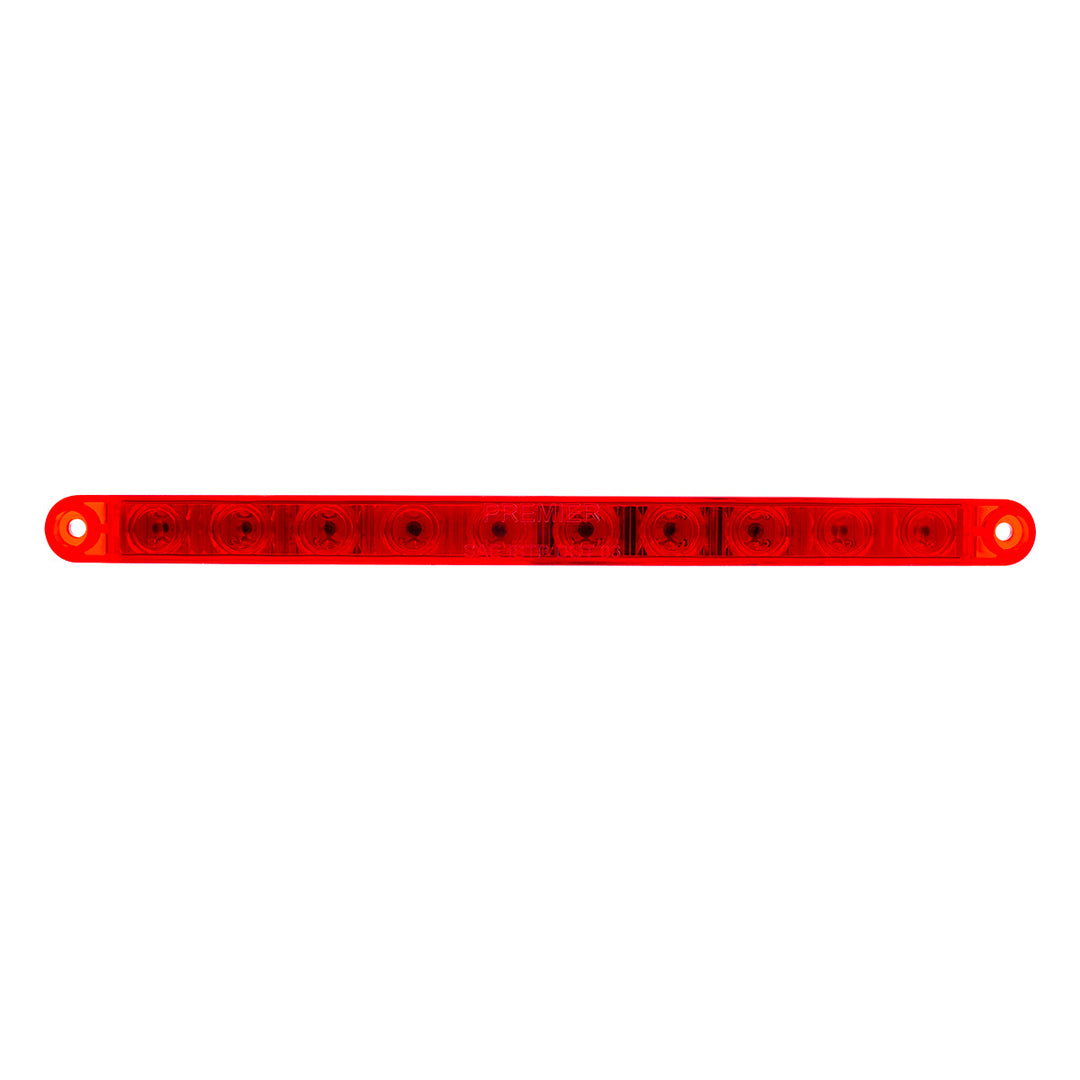 10 LED 9" Split Turn Function Light Bar - Red LED/Red Lens (Bulk)