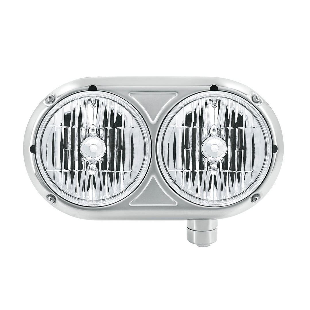 Headlight Assembly With Crystal Halogen Bulbs &amp; 304 Stainless Steel Housing For Peterbilt 359 - Passenger