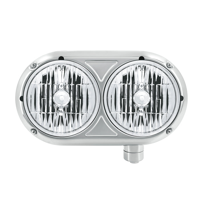 Headlight Assembly With Crystal Halogen Bulbs &amp; 304 Stainless Steel Housing For Peterbilt 359 - Passenger