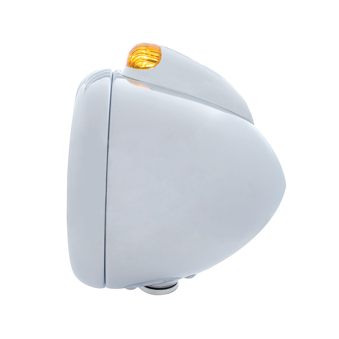 Stainless Steel Guide 682-C Headlight H4 With Amber LED &amp; Dual Mode LED Signal - Amber Lens