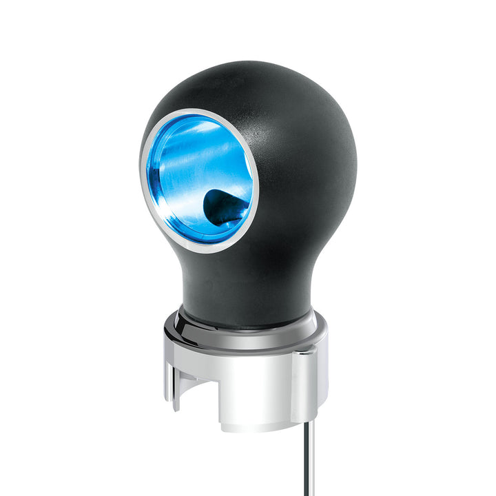 Thread-On Matte Black Charlotte Style Gearshift Knob With LED 13/15/18 Speed Adapter - Blue LED