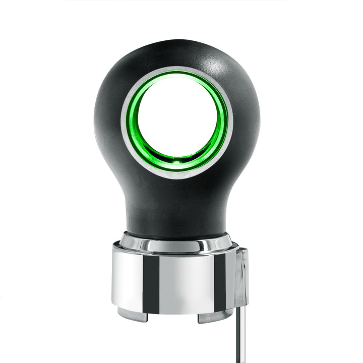 Thread-On Matte Black Charlotte Style Gearshift Knob With LED 9/10 Speed Adapter - Green LED