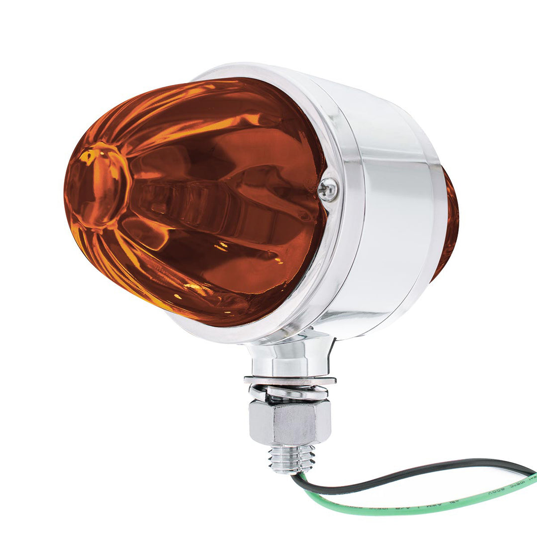 Chrome Double Face Housing With 2 Watermelon Glass Lens - Dark Amber