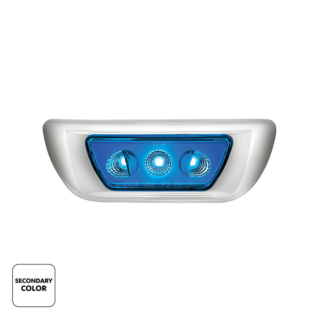 3 LED Double Fury Cab Light For 2013-2021 Kenworth T680 &amp; 2012-2021 Peterbilt 579 - Amber &amp; Blue LED