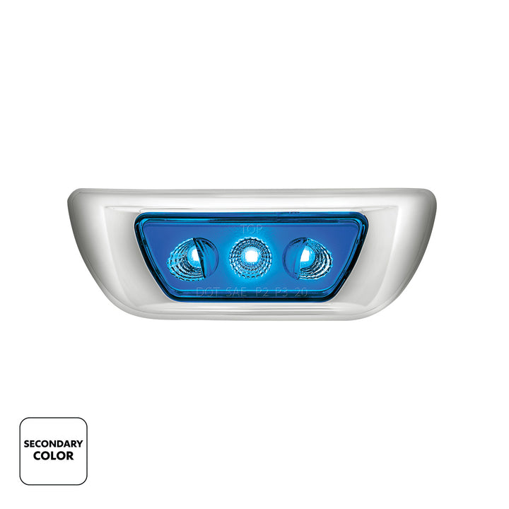 3 LED Double Fury Cab Light For 2013-2021 Kenworth T680 &amp; 2012-2021 Peterbilt 579 - Amber &amp; Blue LED
