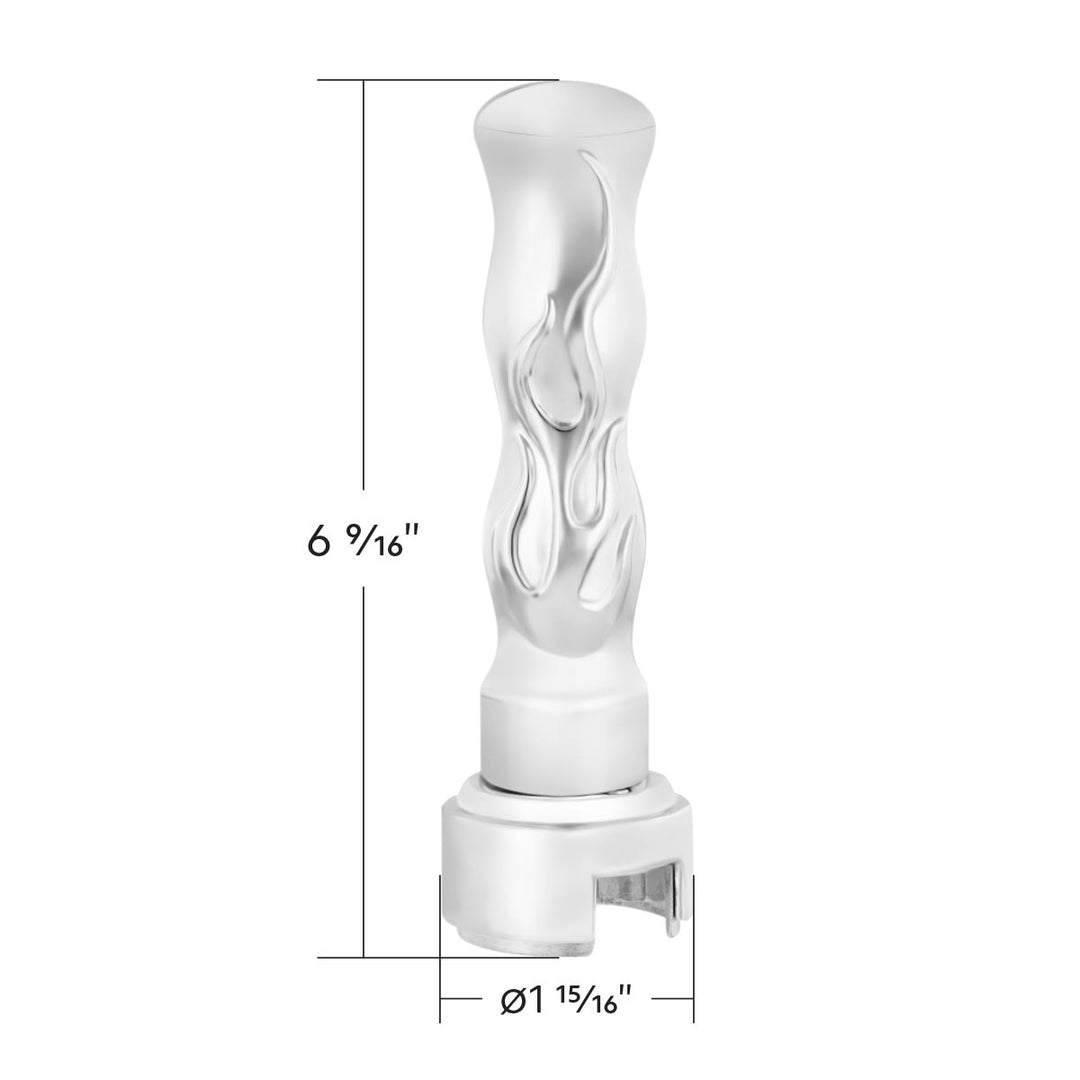 Thread-On Flame Gearshift Knob With Adapter For Eaton Fuller 13/15/18 Speed - Chrome