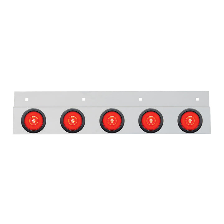 Stainless Top Mud Flap Bracket With 5 x 6 LED 2" GloLight &amp; Grommets - Red LED/Red Lens (Each)