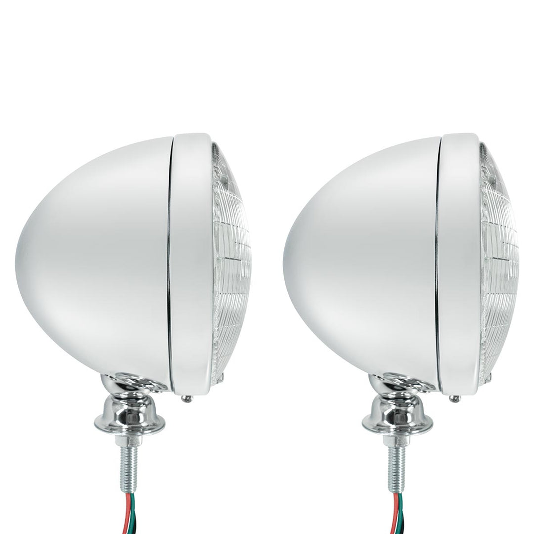 7" Chrome Dietz Style Headlight With 12 Volt 6014 Sealed Beam Bulb