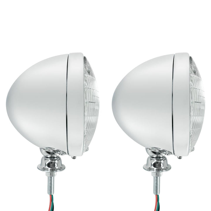 7" Chrome Dietz Style Headlight With 12 Volt 6014 Sealed Beam Bulb