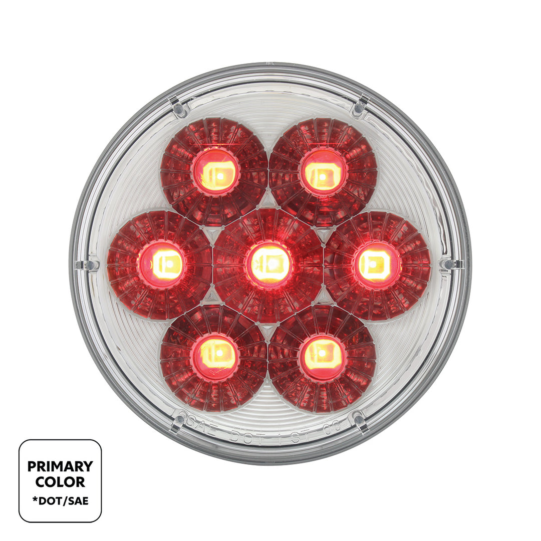 14 LED 4" Round Double Fury Light (Stop, Turn &amp; Tail) - Red &amp; Amber LED/ Clear Lens