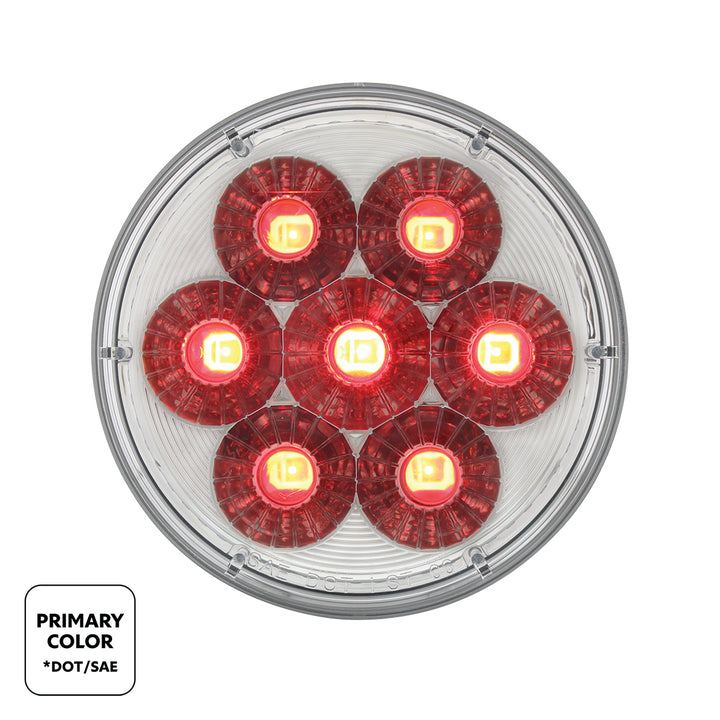 14 LED 4" Round Double Fury Light (Stop, Turn &amp; Tail) - Red &amp; Amber LED/ Clear Lens