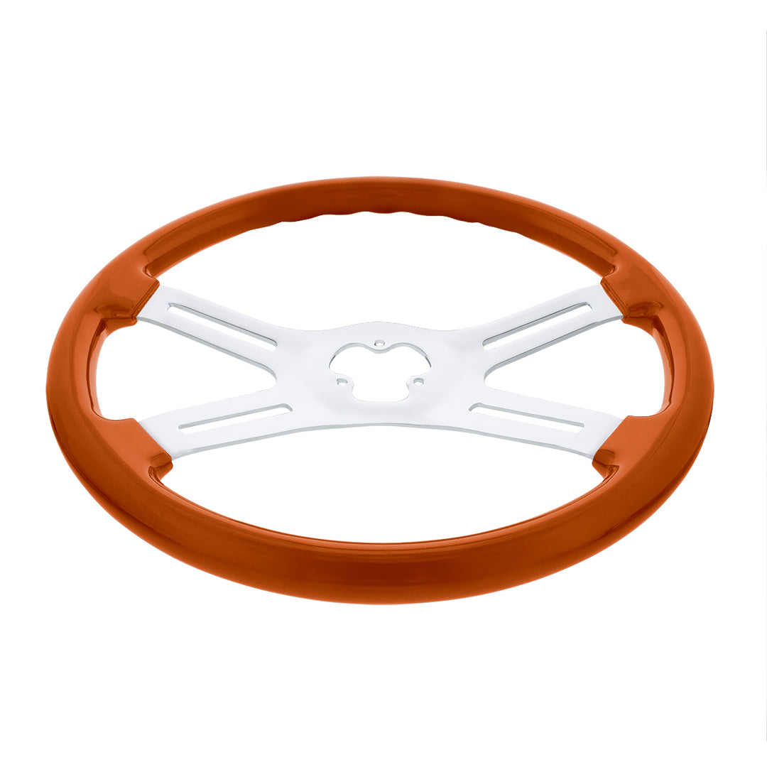 18" Vibrant Color 4 Spoke Steering Wheel - Cadmium Orange