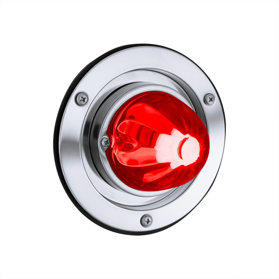 Dual Function Glass Watermelon Sleeper Bunk Kit With 304 Stainless Steel Bezel &amp; LED Bulb - Red Lens/Red LED