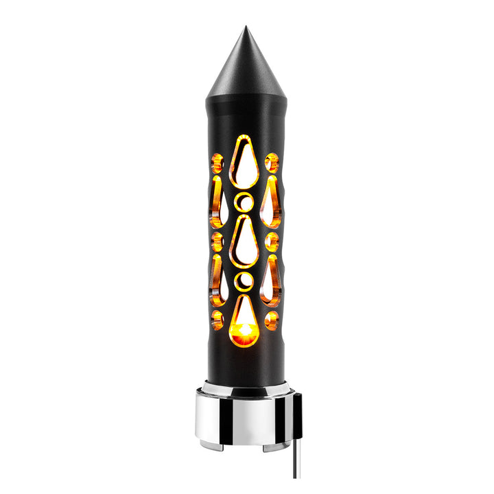 Thread-On Brooklyn Style Spike Gearshift Knob With LED 9/10 Speed Adapter - Matte Black/Amber LED