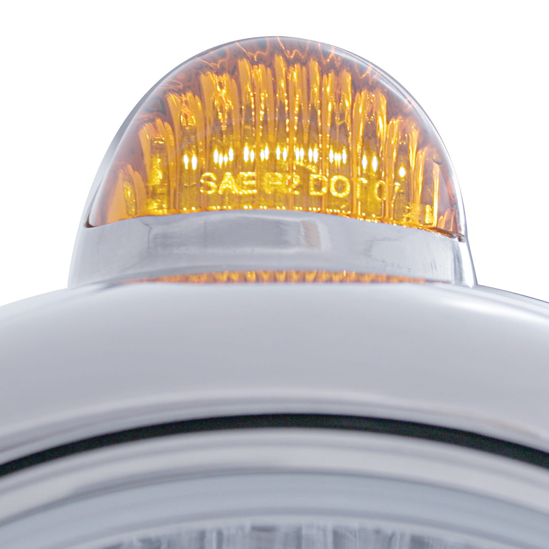 Chrome Guide 682-C Headlight 6014 &amp; Dual Mode LED Signal - Amber Lens