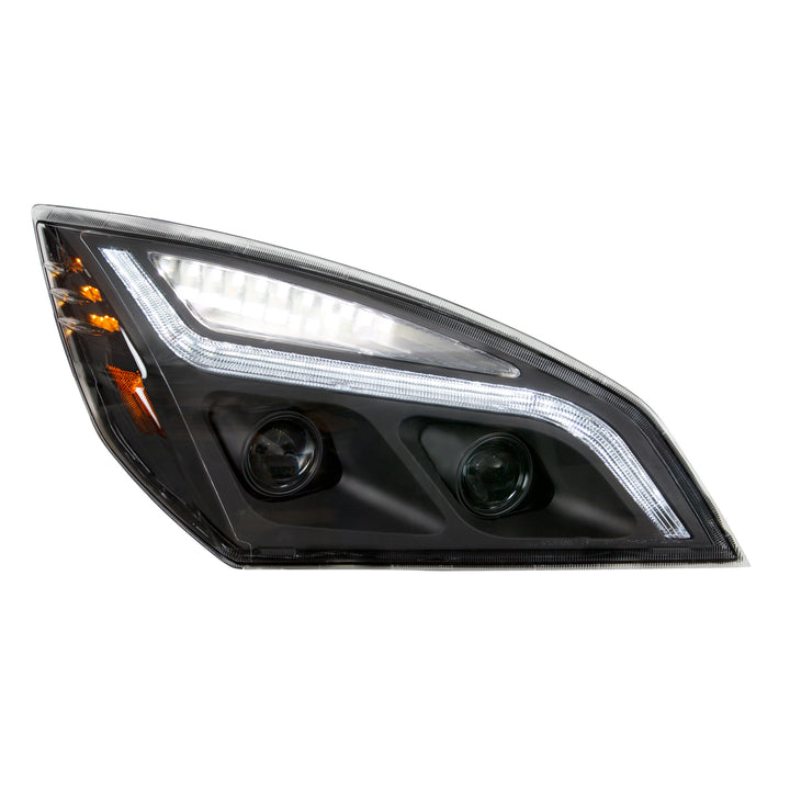 Black LED Projection Headlight With LED Position Light For 2018-2024 Freightliner Cascadia - Passenger