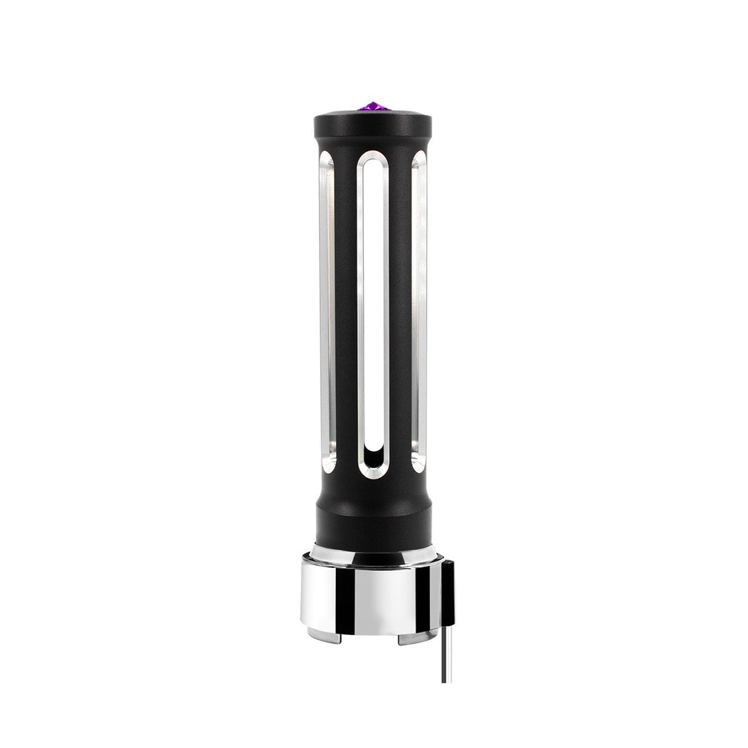 Thread-On Matte Black Sonoma Style Gearshift Knob With LED 9/10 Speed Adapter - Purple Crystal/Purple LED