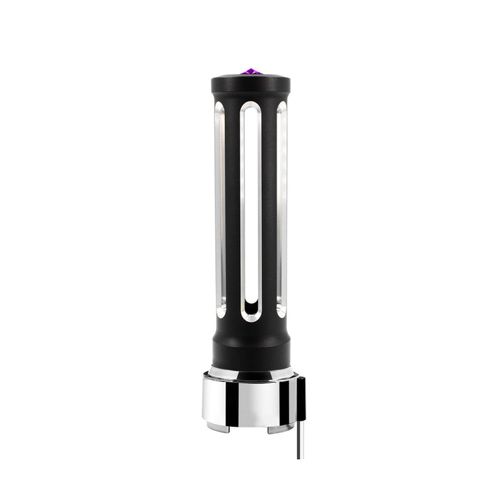 Thread-On Matte Black Sonoma Style Gearshift Knob With LED 9/10 Speed Adapter - Purple Crystal/Purple LED