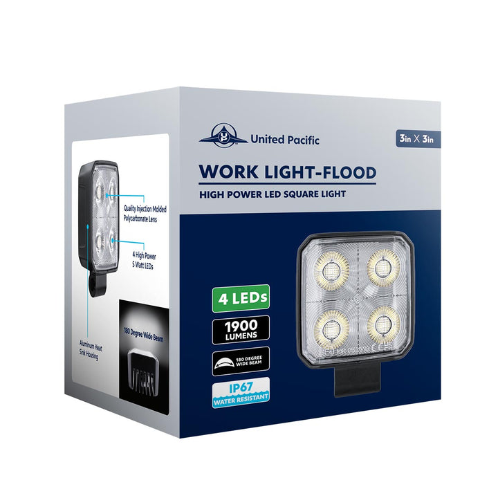 4 LED High Power 3" Square Work Light - Flood