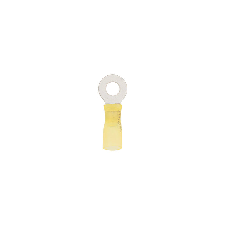 12-10 AWG 1/4" Stud CS Heat Shrink Ring Terminal - Yellow (4-Pack)