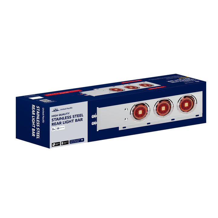 2" Bolt Pattern Stainless Steel Spring Loaded Bar With 6 x 4" 16 LED Turbine Lights &amp; Visors - Red LED/Red Lens (Pair)