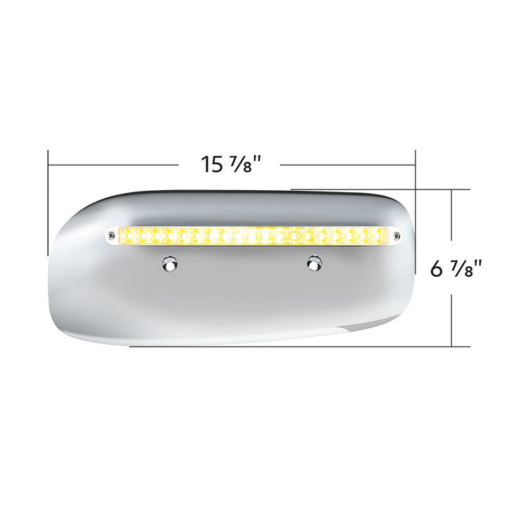 19 LED Rear Headlight Housing Cover For 2008-2023 Peterbilt 389 (Passenger) - Amber LED/Clear Lens