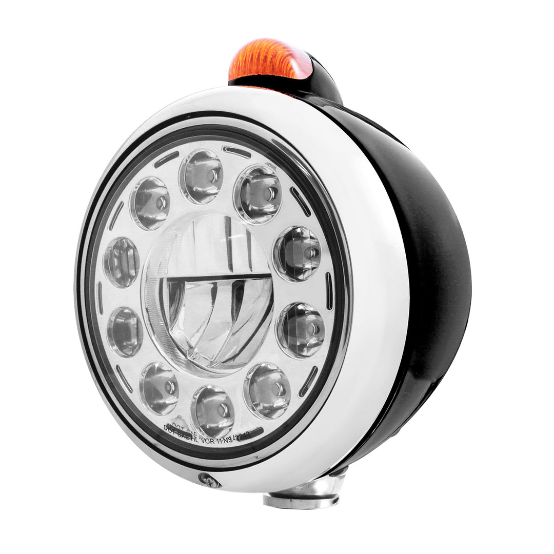 Black Guide 682-C Headlight 11 LED Bulb &amp; Dual Mode LED Signal - Amber Lens