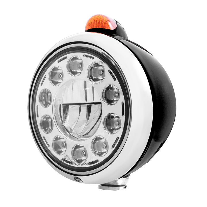 Black Guide 682-C Headlight 11 LED Bulb &amp; Dual Mode LED Signal - Amber Lens