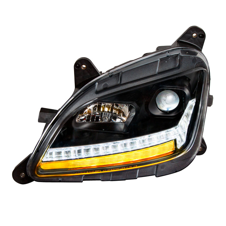 "Blackout" Projection Headlight With LED Sequential Turn &amp; DRL For 2012-2021 Peterbilt 579 - Driver