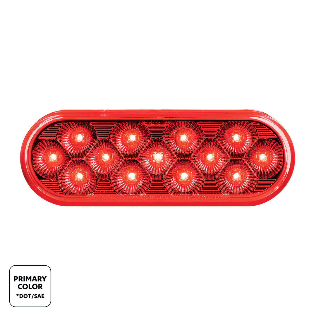 13 LED 6" Oval Double Fury Light (Stop &amp; Turn) - Red &amp; Blue LED/Clear Lens