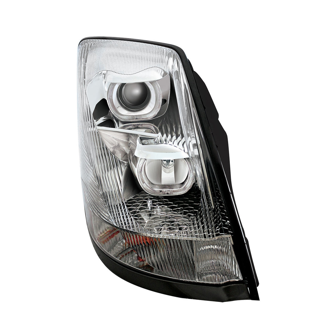 Chrome Projection Headlight With White LED Light Bar For 2003-2017 Volvo VN/VNL - Passenger