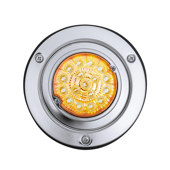 17 LED Dual Function Watermelon Reflector Sleeper Bunk Kit With 304 Stainless Steel Bezel - Amber LED/Amber Lens