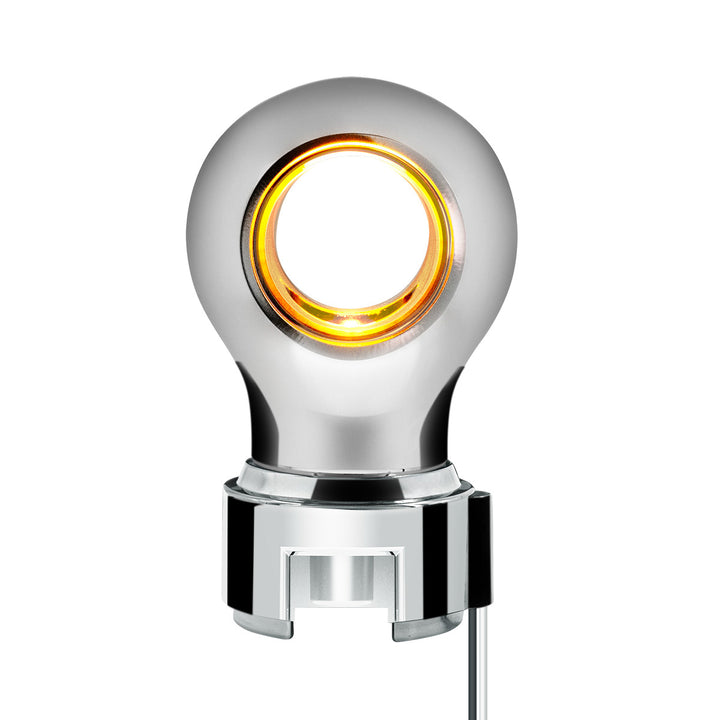 Thread-On Chrome Charlotte Style Gearshift Knob With LED 13/15/18 Speed Adapter - Amber LED