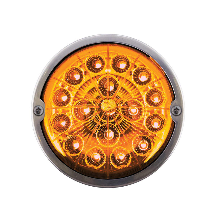 17 LED Watermelon Double Fury Light Torpedo Cab Light - Amber &amp; Blue LED/Clear Lens