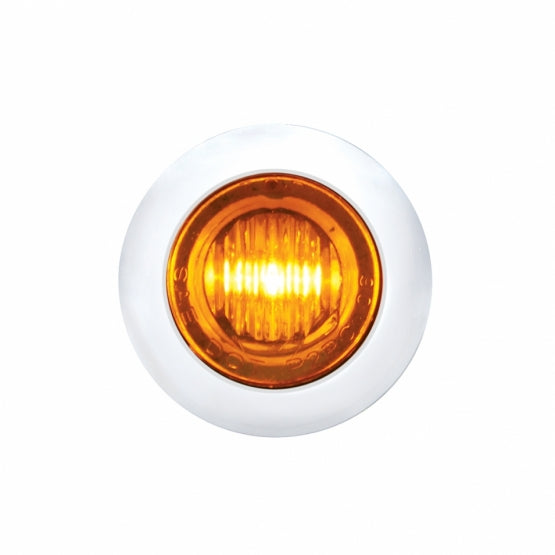Stainless Steel Front Air Cleaner Bracket With 26 x 3 Amber LED Dual Function 3/4" Mini Lights &amp; Stainless Steel Bezels For Peterbilt - Amber Lens