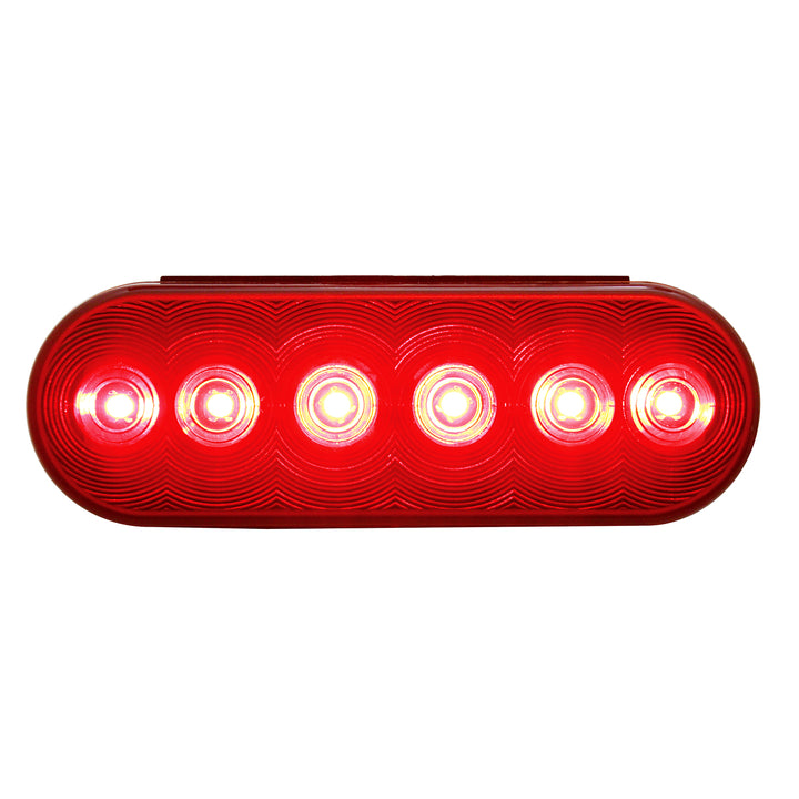 6 LED Oval Light (Stop, Turn &amp; Tail) - Red LED/Red Lens (Bulk)