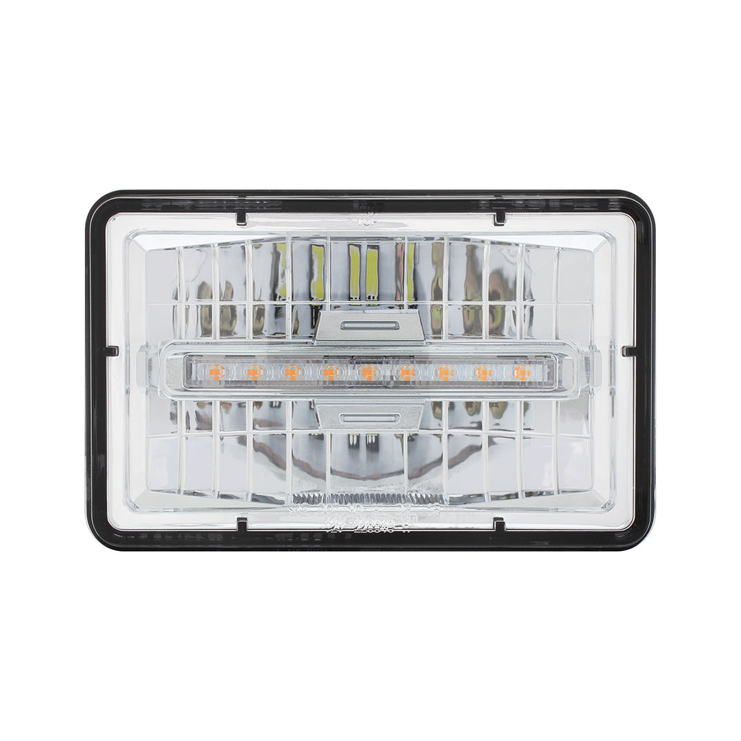 ULTRALIT - 4" x 6" Rectangular LED Headlight With Amber LED Position Light - High Beam
