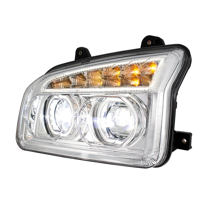 Chrome 11 LED Headlight For 2015-2024 Kenworth T880 - Driver