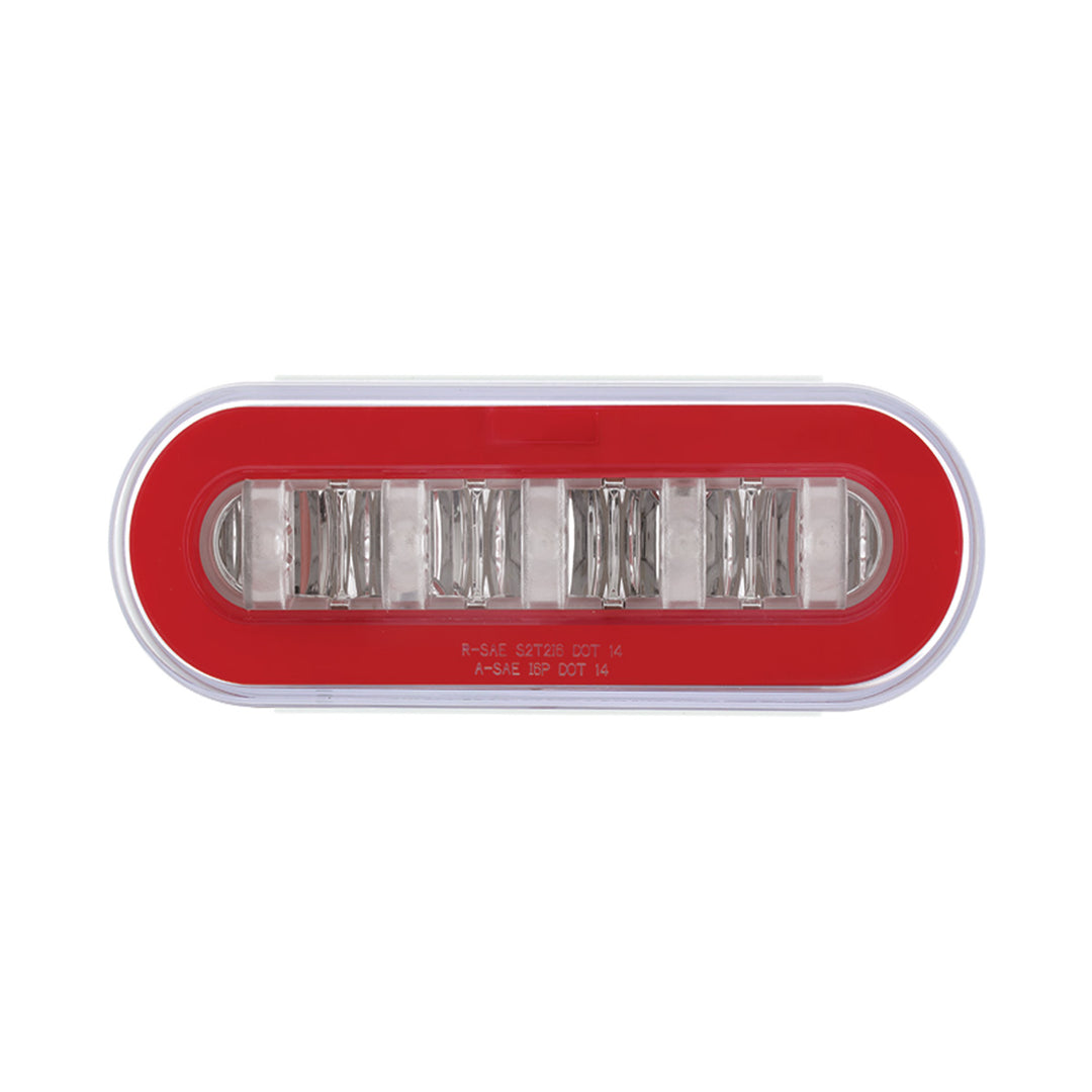 Stainless Top Mud Flap Bracket With 3 x 22 LED 6" Oval GloLight &amp; Grommet - Red LED/Clear Lens (Each)