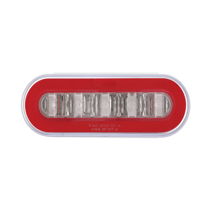 Stainless Top Mud Flap Bracket With 3 x 22 LED 6" Oval GloLight &amp; Grommet - Red LED/Clear Lens (Each)