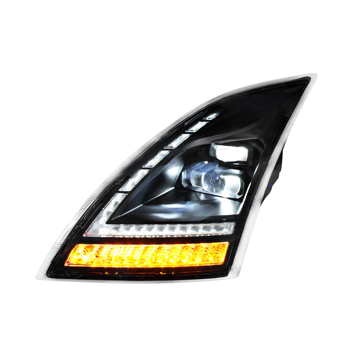 Blackout Full LED Headlight With Switchable Sequential Turn Signal. 2018-2024 Volvo VNL - Driver