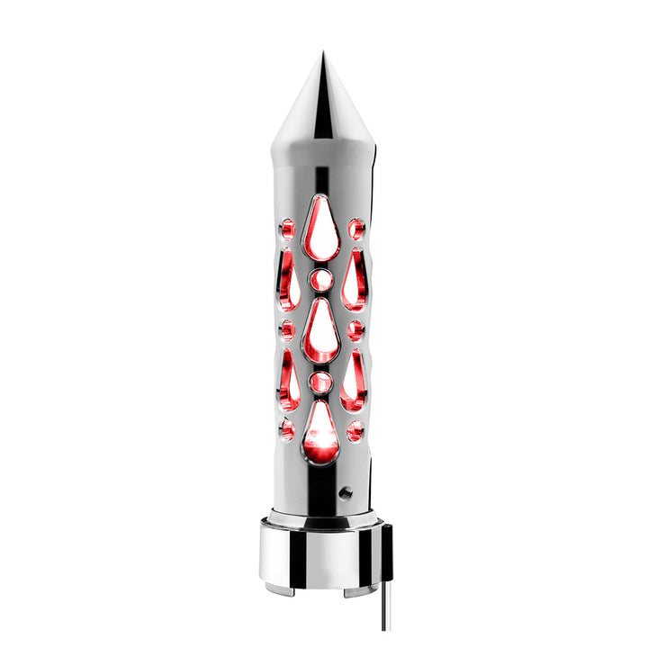 Brooklyn Style Spike Gearshift Knob With LED 9/10 Speed Adapter - Chrome/Red LED